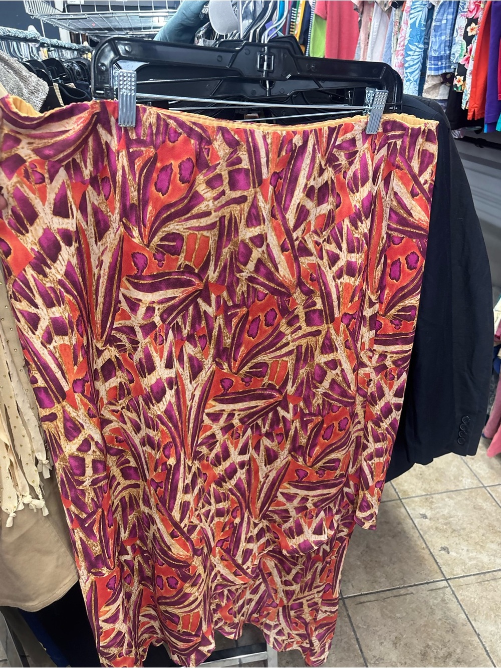 VINTAGE Russell Kemp Woman Orange and Fuchsia Abstract Print skirt